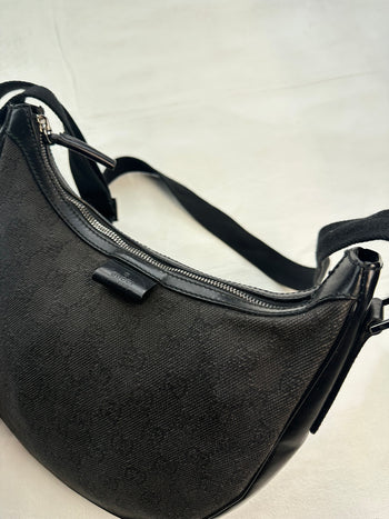 Gucci GG Canvas Half Moon Shoulder Bag Black
