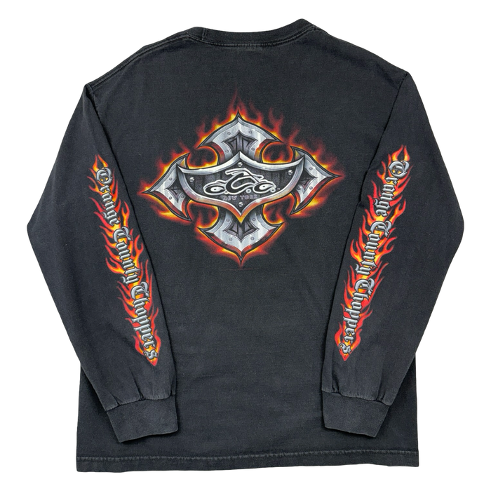 VIntage Orange County Choppers Script Flame Sleeve L/S Tee Black | Vitnage Clothing Store Canada