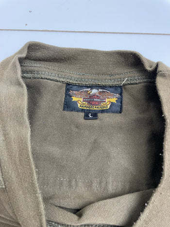 (S) Vintage U.S. Army Harley Davidson L/S Tee Brown