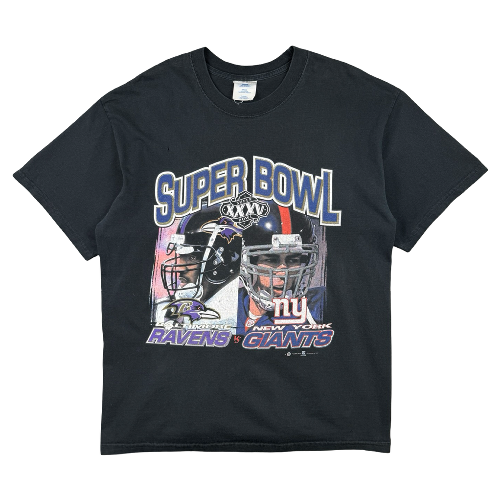 Vintage NFL Super Bowl 35 Ravens vs Giants Tee Black