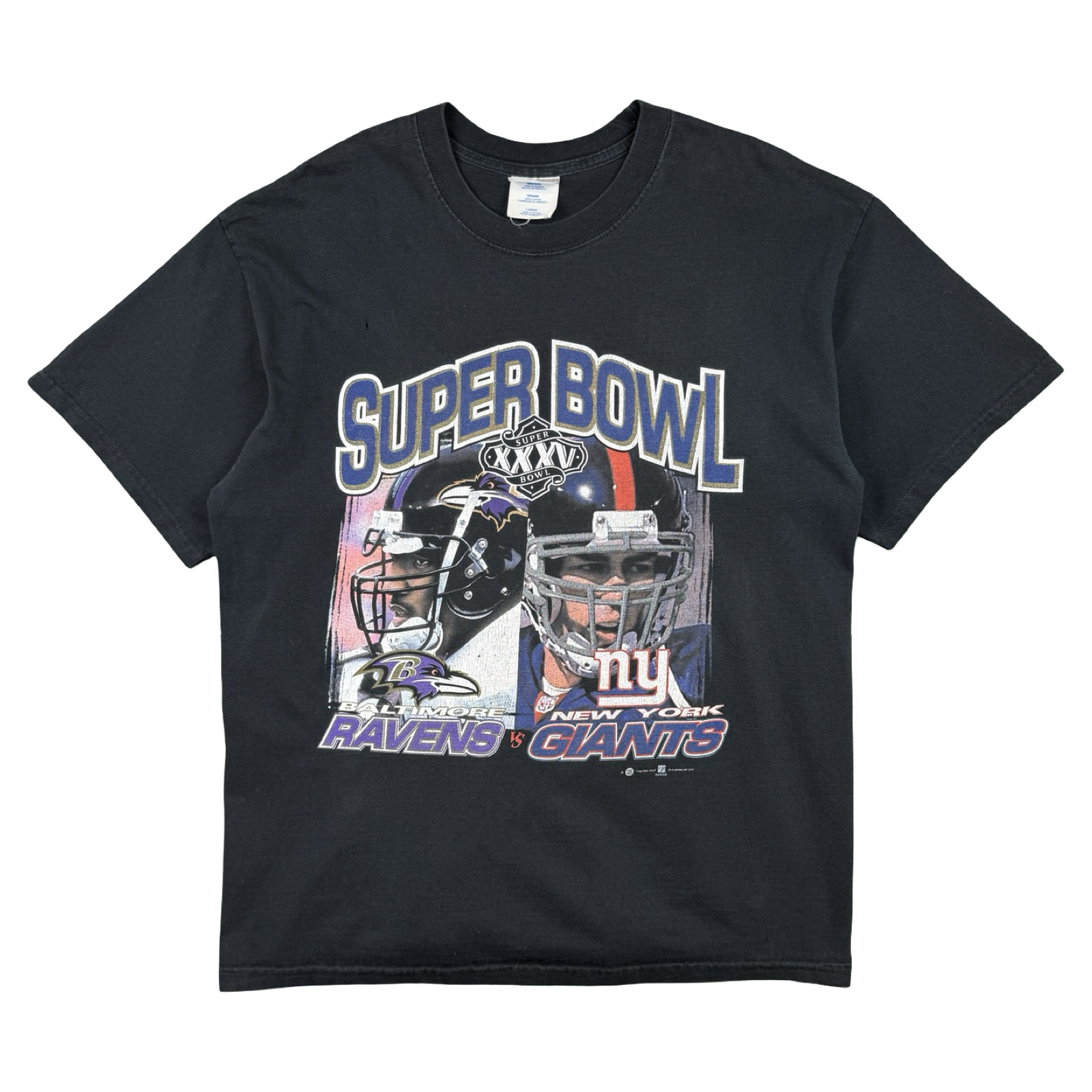 Vintage NFL Super Bowl 35 Ravens vs Giants Tee Black