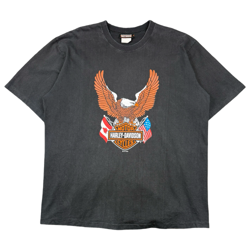 Vintage Harley Davidson USA Canada Flags Tee Black | Vintage Clothing Store Canada