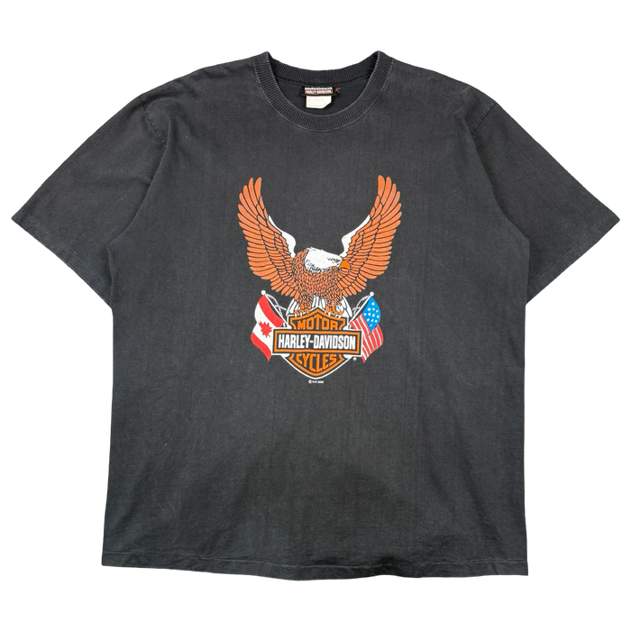 Vintage Harley Davidson USA Canada Flags Tee Black | Vitnage Clothing Store Canada