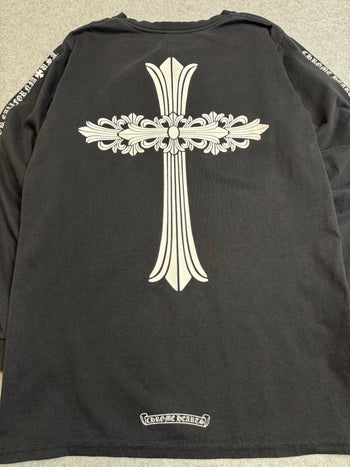 Chrome Hearts Cross Hollywood Script Sleeve L/S Tee Black