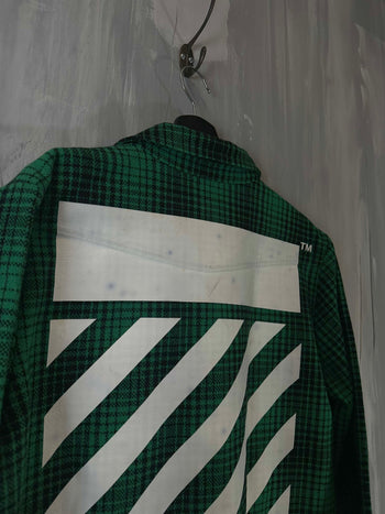 Off-White Diagonal Plaid Flannel Green (USED)