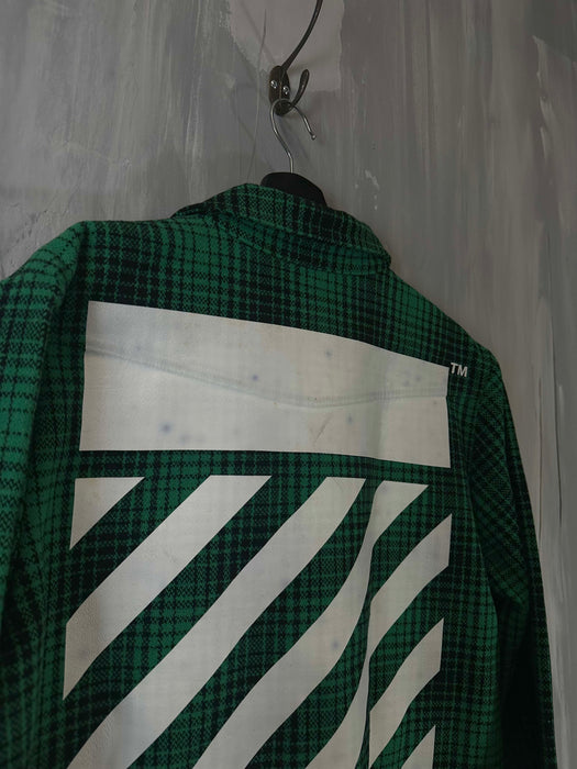 Off-White Diagonal Plaid Flannel Green (USED) | Vitnage Clothing Store Canada