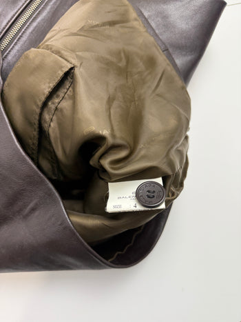 Vintage Balenciaga Paris BB Leather Jacket Brown