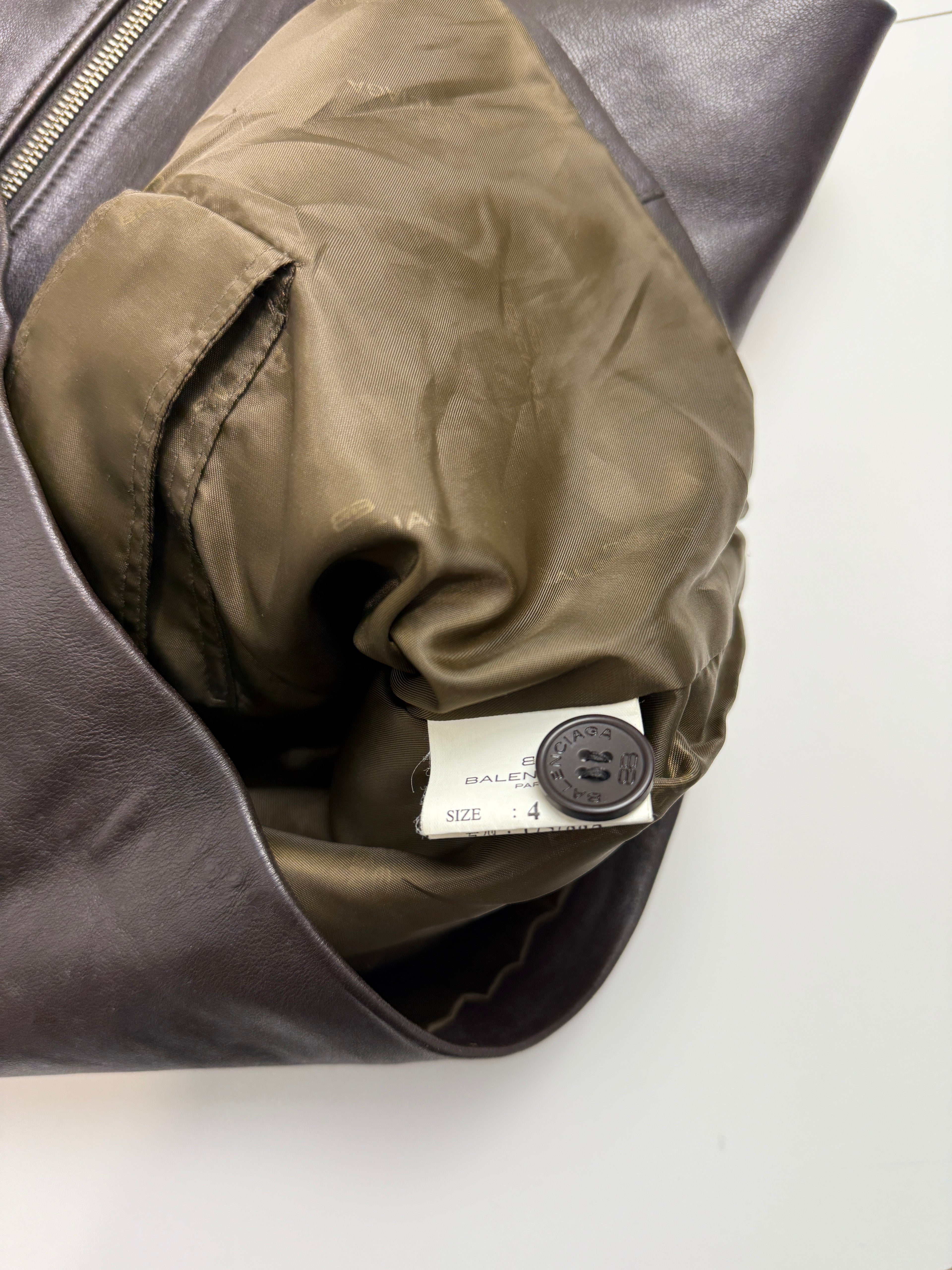 Vintage Balenciaga Paris BB Leather Jacket Brown
