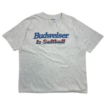 Vintage 1996 Budweiser Is Softball Tee Light Grey