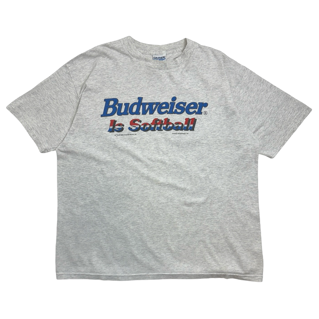 Vintage 1996 Budweiser Is Softball Tee Light Grey