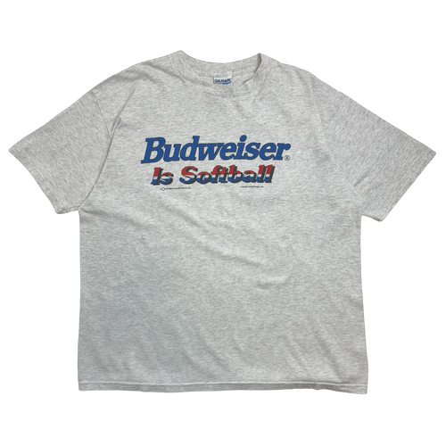 Vintage 1996 Budweiser Is Softball Tee Light Grey | Vintage Clothing Store Canada