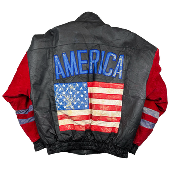Vintage USA Flag Leather Jacket