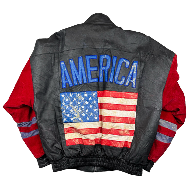 Vintage USA Flag Leather Jacket