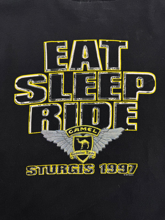 Vintage 1990’s Camel Eat Sleep Ride Sturgis Tee Black | Vitnage Clothing Store Canada