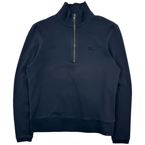 Vintage Burberry Quarter Zip Up Sweatshirt Navy | Vintage Clothing Store Canada