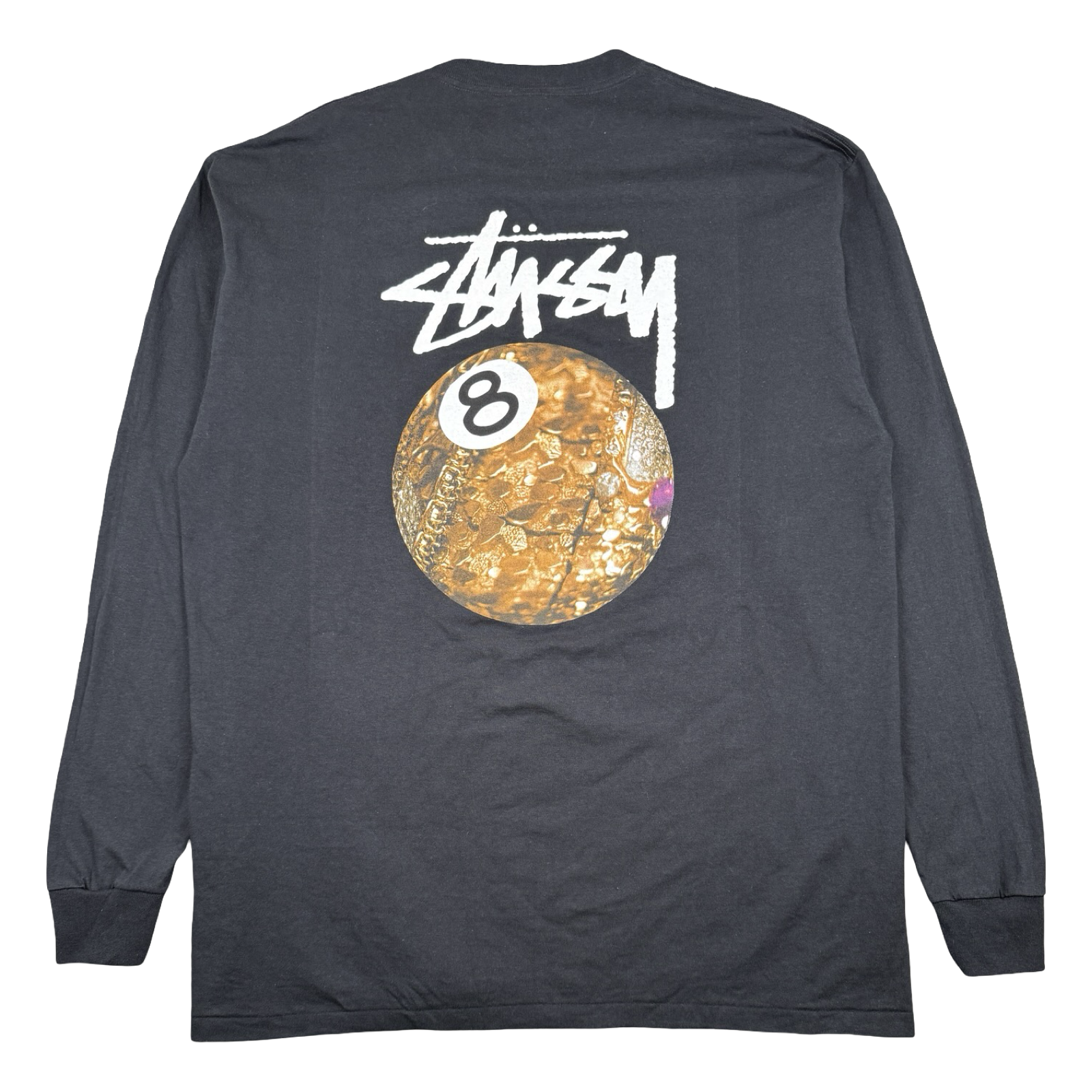 Vintage Stussy Golden 8 Ball L/S Tee Black