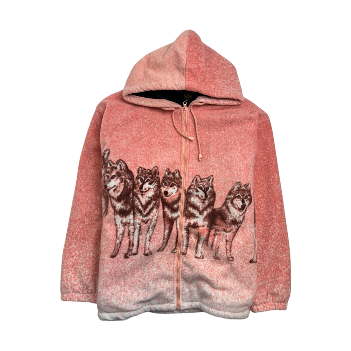 Vintage Sofari Collection Nature Fleece Hooded Zip-Up Pink | Vitnage Clothing Store Canada