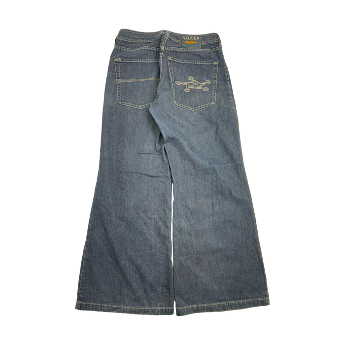 Vintage Y2k Silver Big Bells Denim Pants | Vitnage Clothing Store Canada