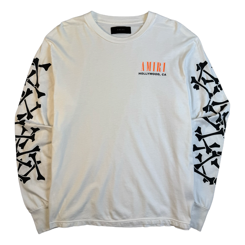 Amiri Bones Stacked L/S Tee White (USED) | Vintage Clothing Store Canada