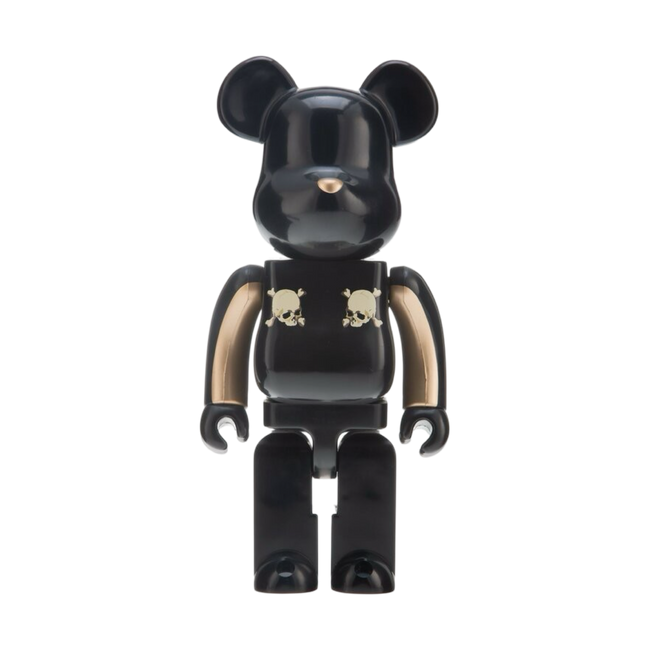 Bearbrick x Mastermind Japan Gold Stripe 400% Black