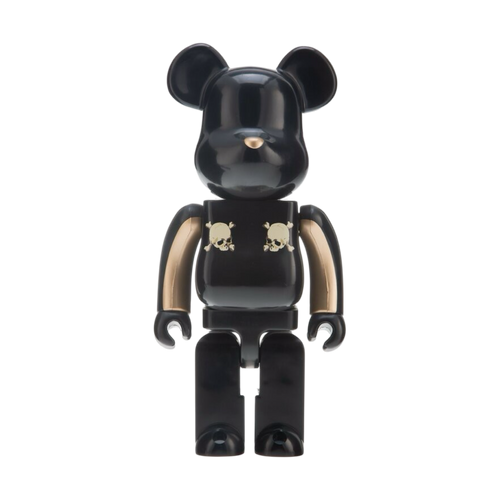 Bearbrick x Mastermind Japan Gold Stripe 400% Black | Vintage Clothing Store Canada