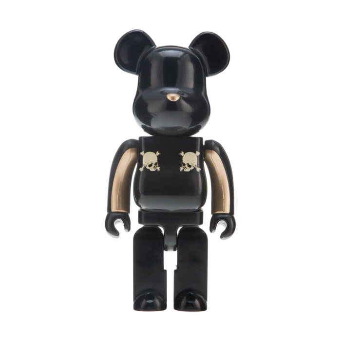 Bearbrick x Mastermind Japan Gold Stripe 400% Black | Vitnage Clothing Store Canada