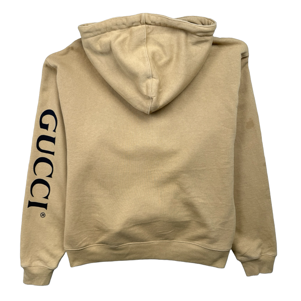 Gucci Sleeve Logo Half Zip Hoodie Beige