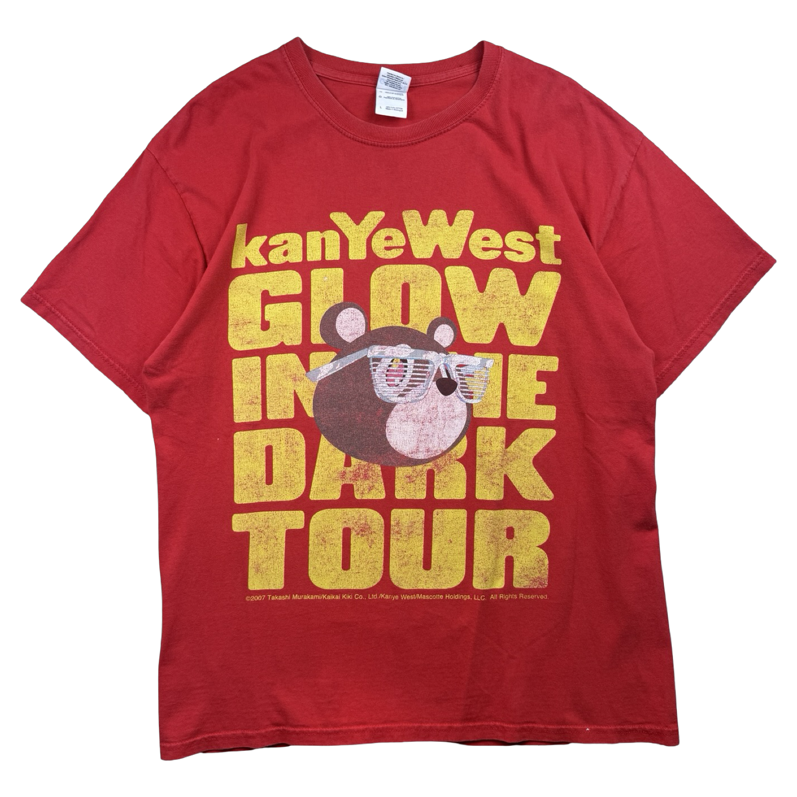 Vintage 2000’s Kanye West Glow In The Dark Tour Tee Red