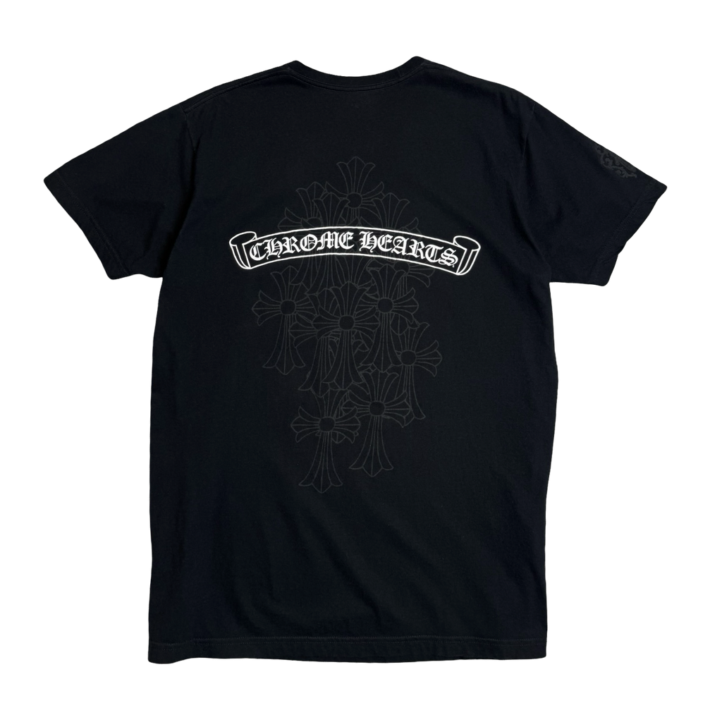 Chrome Hearts Scroll Cemetery Cross Pocket Tee Black