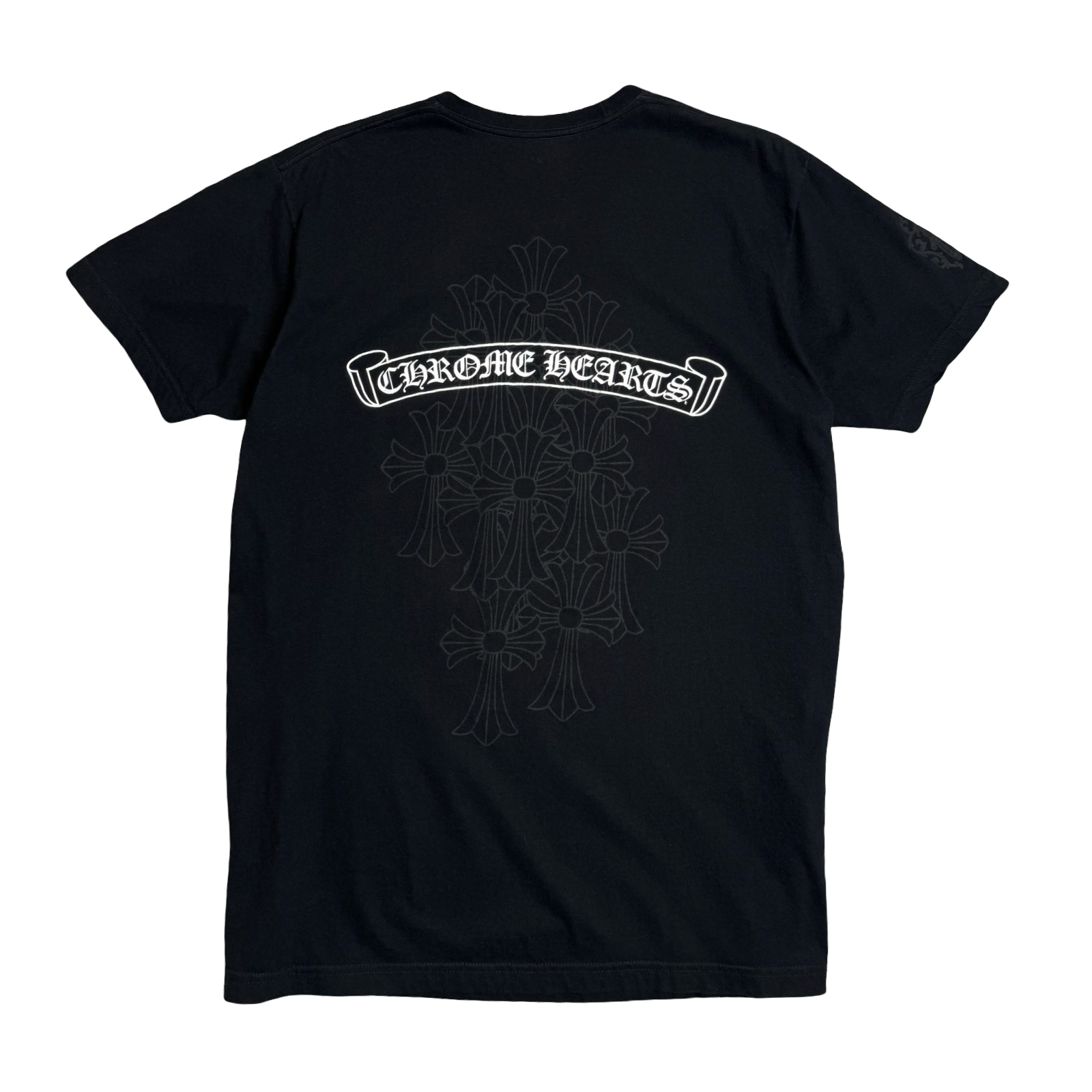 Chrome Hearts Scroll Cemetery Cross Pocket Tee Black