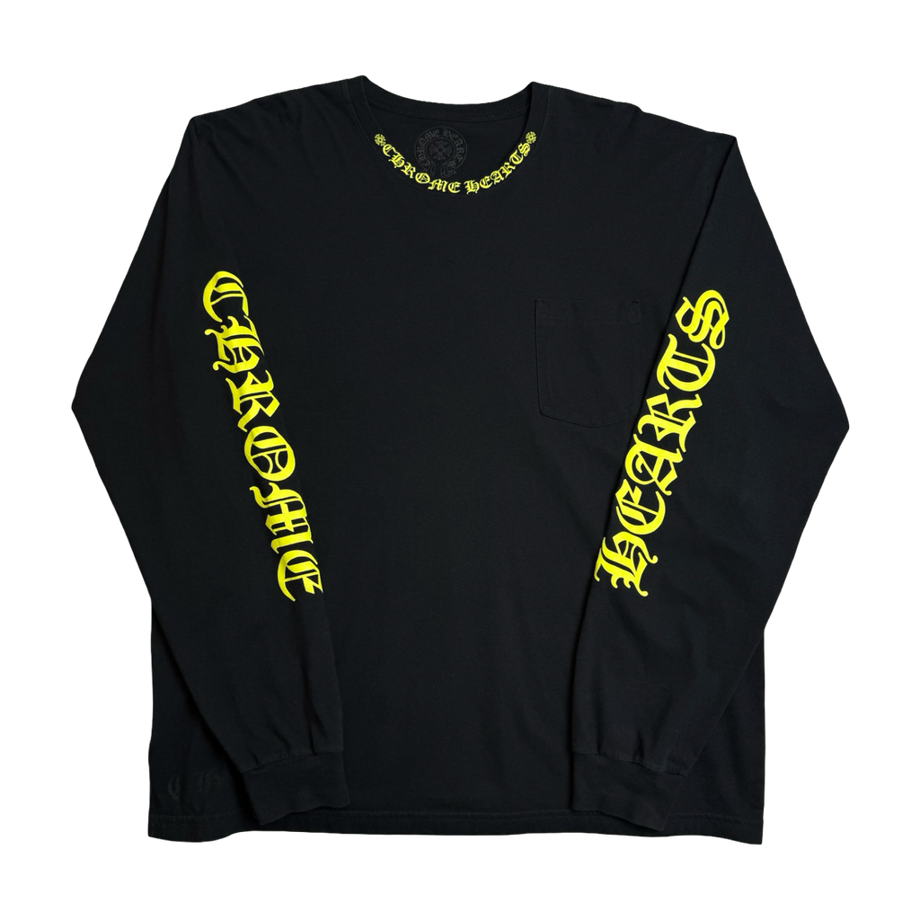 Chrome Hearts Neck Script Logo L/S Tee Black/Yellow