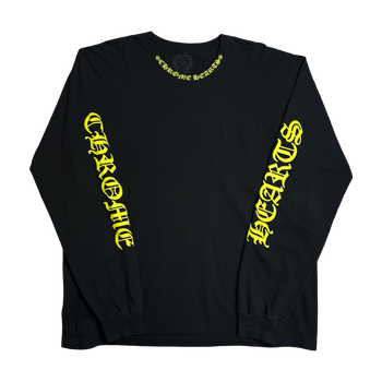 Chrome Hearts Neck Script Logo L/S Tee Black/Yellow