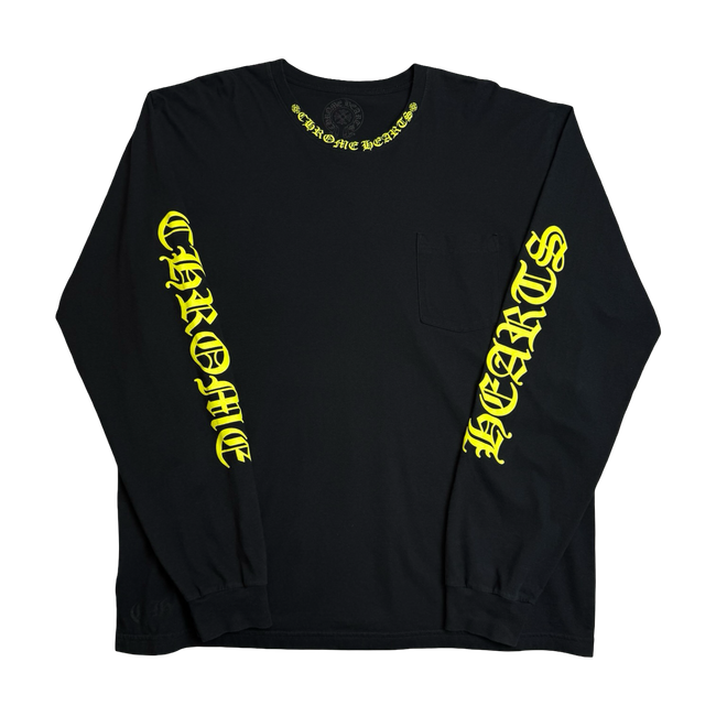 Chrome Hearts Neck Script Logo L/S Tee Black/Yellow