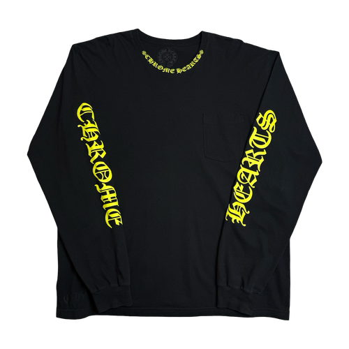 Chrome Hearts Neck Script Logo L/S Tee Black/Yellow | Vintage Clothing Store Canada