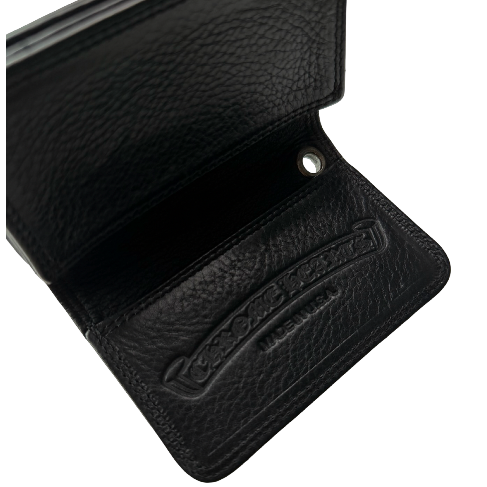 Chrome Hearts Grained Calfskin Grommet Card Holder Black