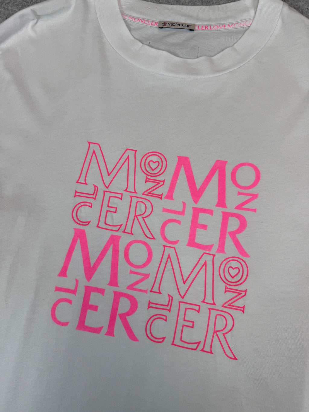 Moncler Love Moncler Pink Logo Tee White (USED)