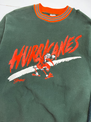 Vintage 1990's Miami Hurricanes Sweatshirt Green