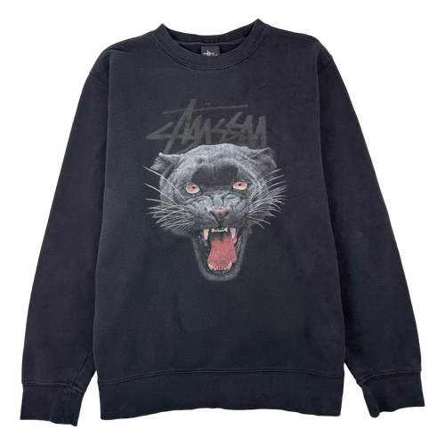 Stussy Panther Graphic Sweatshirt Black (USED) | Vintage Clothing Store Canada