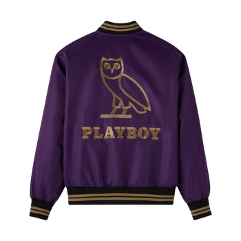 OVO Playboy Satin Varsity Jacket Purple