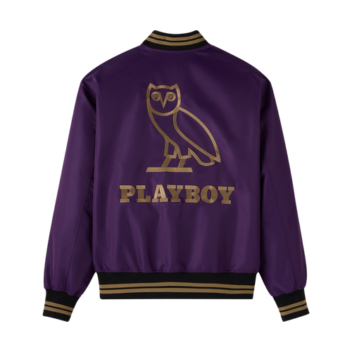 OVO Playboy Satin Varsity Jacket Purple | Vintage Clothing Store Canada