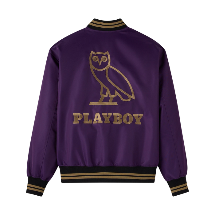 OVO Playboy Satin Varsity Jacket Purple | Vitnage Clothing Store Canada