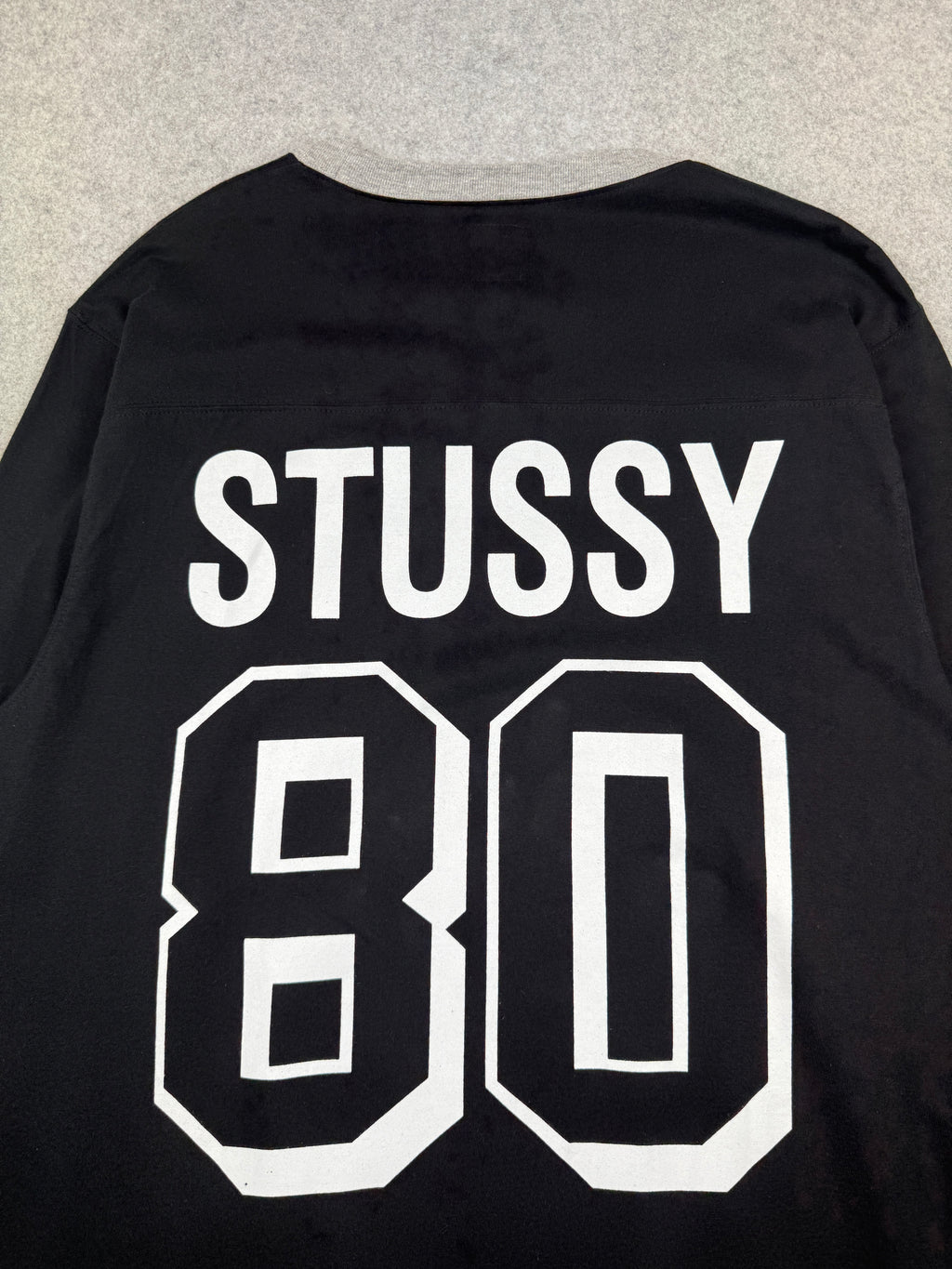 Vintage Stussy Giant S Football L/S Tee Black