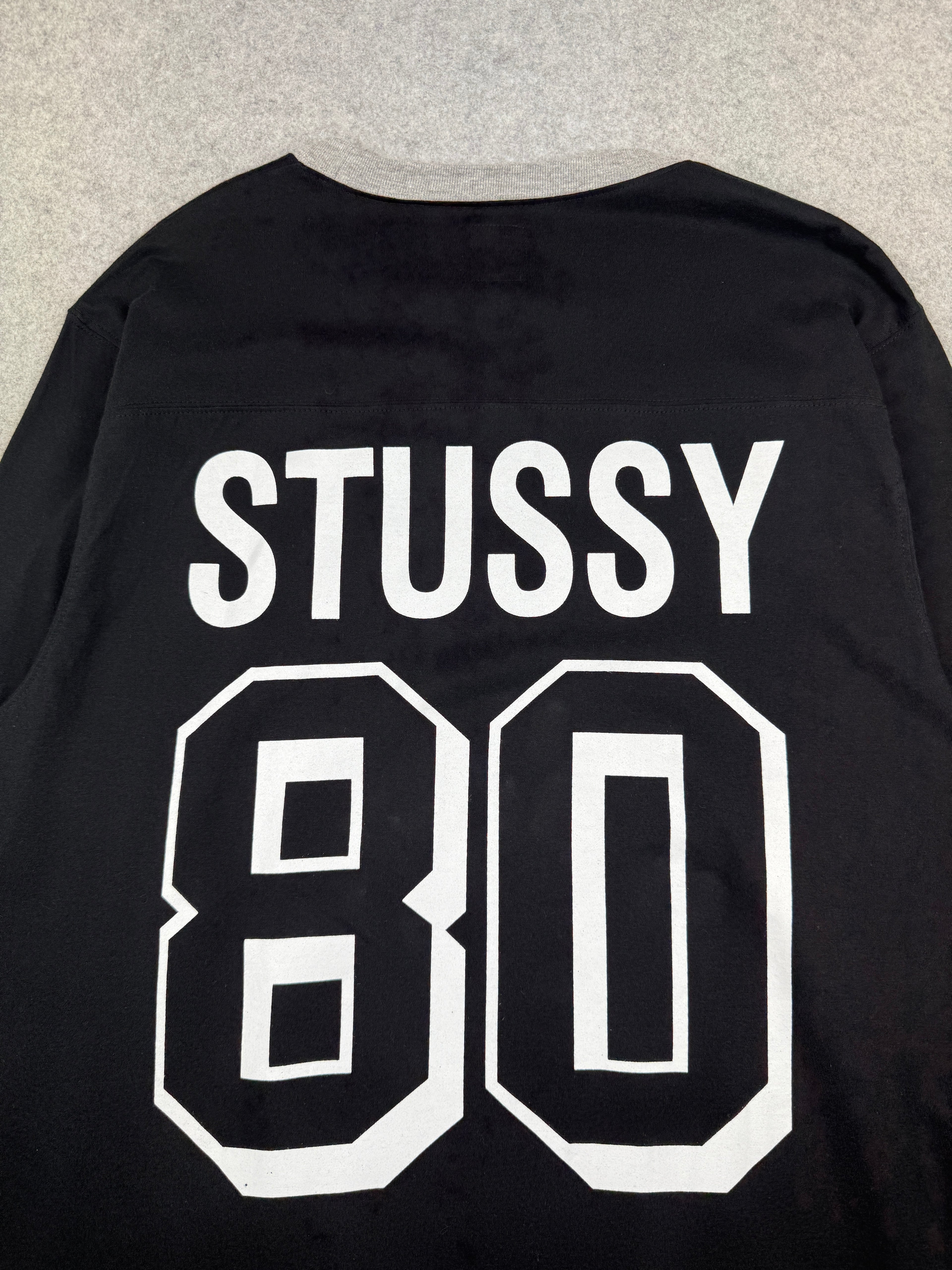 Vintage Stussy Giant S Football L/S Tee Black