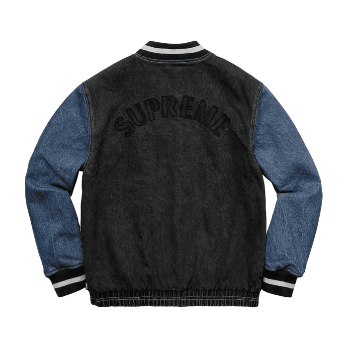 Supreme Denim Varsity Jacket Black | Vitnage Clothing Store Canada
