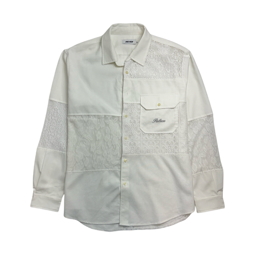 Palace Crochet Patchwork Button-Up Shirt White (USED) | Vintage Clothing Store Canada