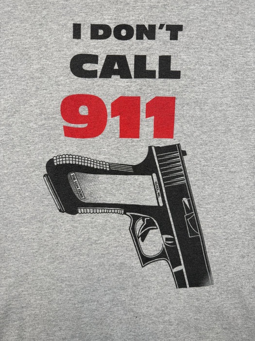 Vintage 2000’s ‘I Don't Call 911’ Tee Grey | Vitnage Clothing Store Canada