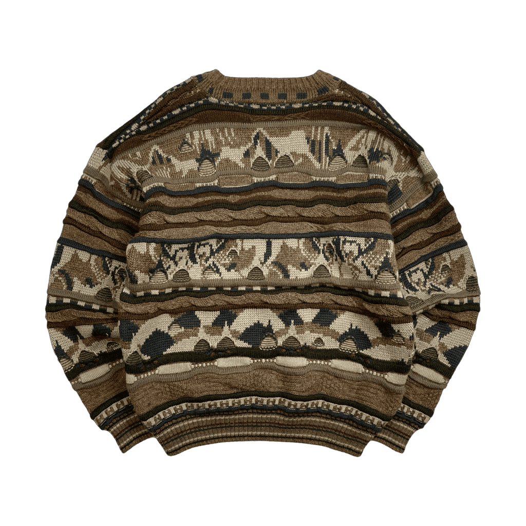 Vintage Tosani 3D Textured Knit Sweater Brown