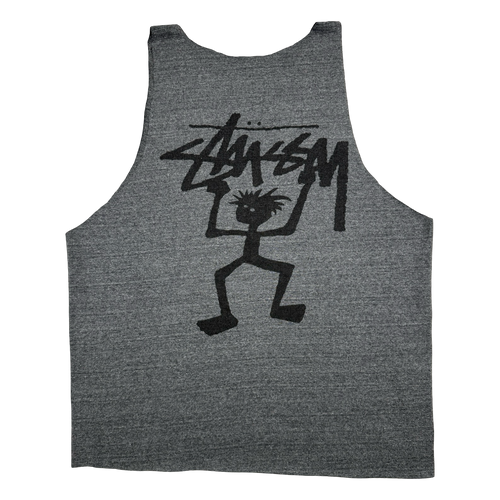 Stussy Warrior Man Sleeveless chopped Tee Grey (USED) | Vintage Clothing Store Canada
