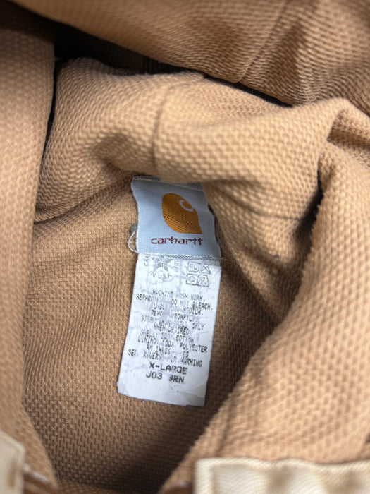 Vintage 90s Carhartt Active Hooded Work Jacket Tan | Vitnage Clothing Store Canada