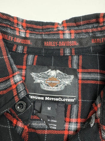 (M) Vintage Harley Davidson Short Sleeve Button-Up Plaid